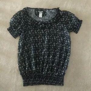 EUC Delia's Blouson Floral Ruffle Chiffon Blouse